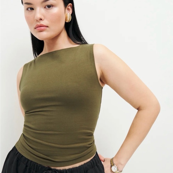Reformation Tops - (2) Two Tops-Reformation Dusk Knit Top Olive Green & Brandy Melville Black XS